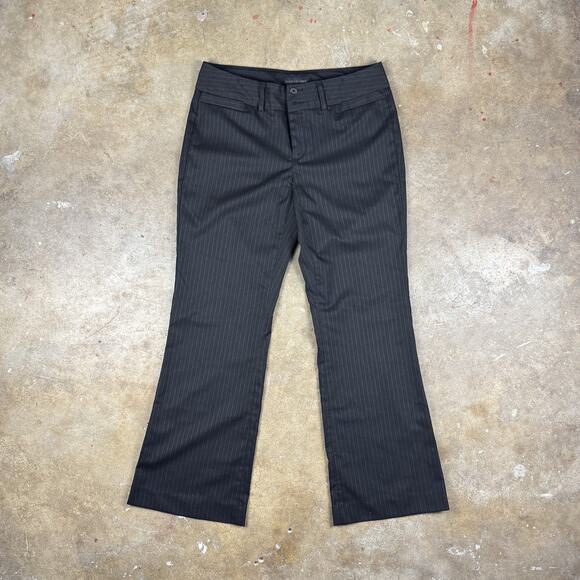 Banana Republic Women’s Pinstripe Flare Trousers Size 10 Gray Wool Blend Pants - Picture 1 of 13